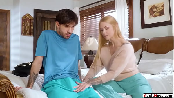 Big tits stepmom will show her stepson how to use a condom.She makes him hard by deepthroating his cock.He licks the busty milfs pussy n she rides him