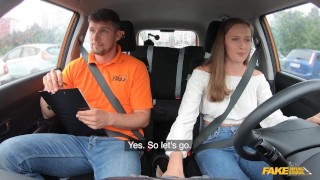 She offers me her PERFECT TITS to give her a driving test pass – Fake Driving School