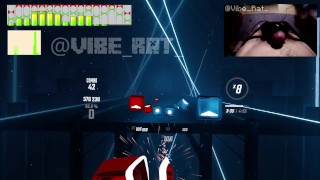 Video1 – Hards Free Ejaculation Playing BeatSaber with Twincharger Vibrator (bass nipple)